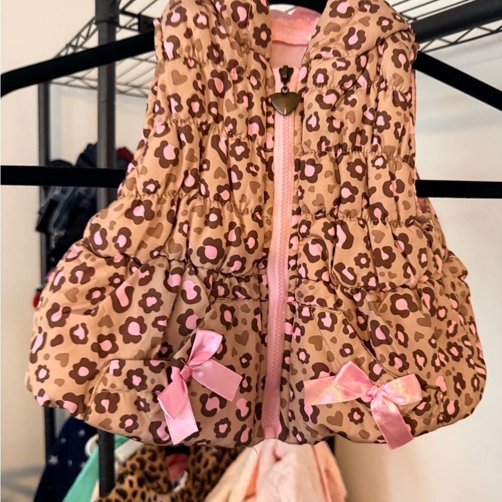 Kids Headquarters Pink and Brown Floral Vest